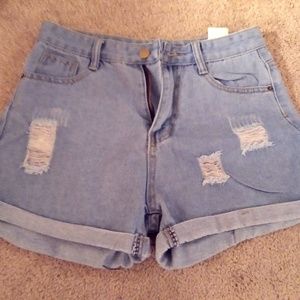 cute light-wash denim shorts